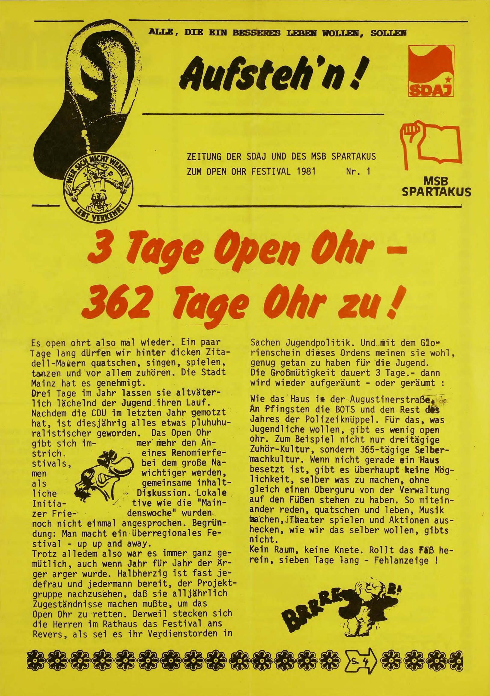 Cover 7. OPEN OHR 1981 Flugblatt