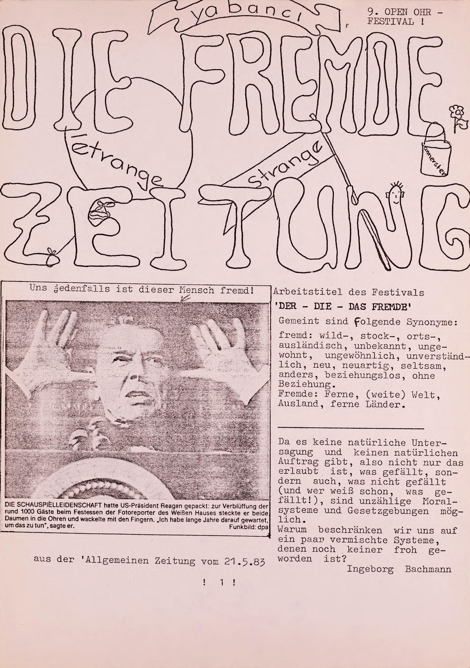 Cover 9. OPEN OHR 1983 Zeitung