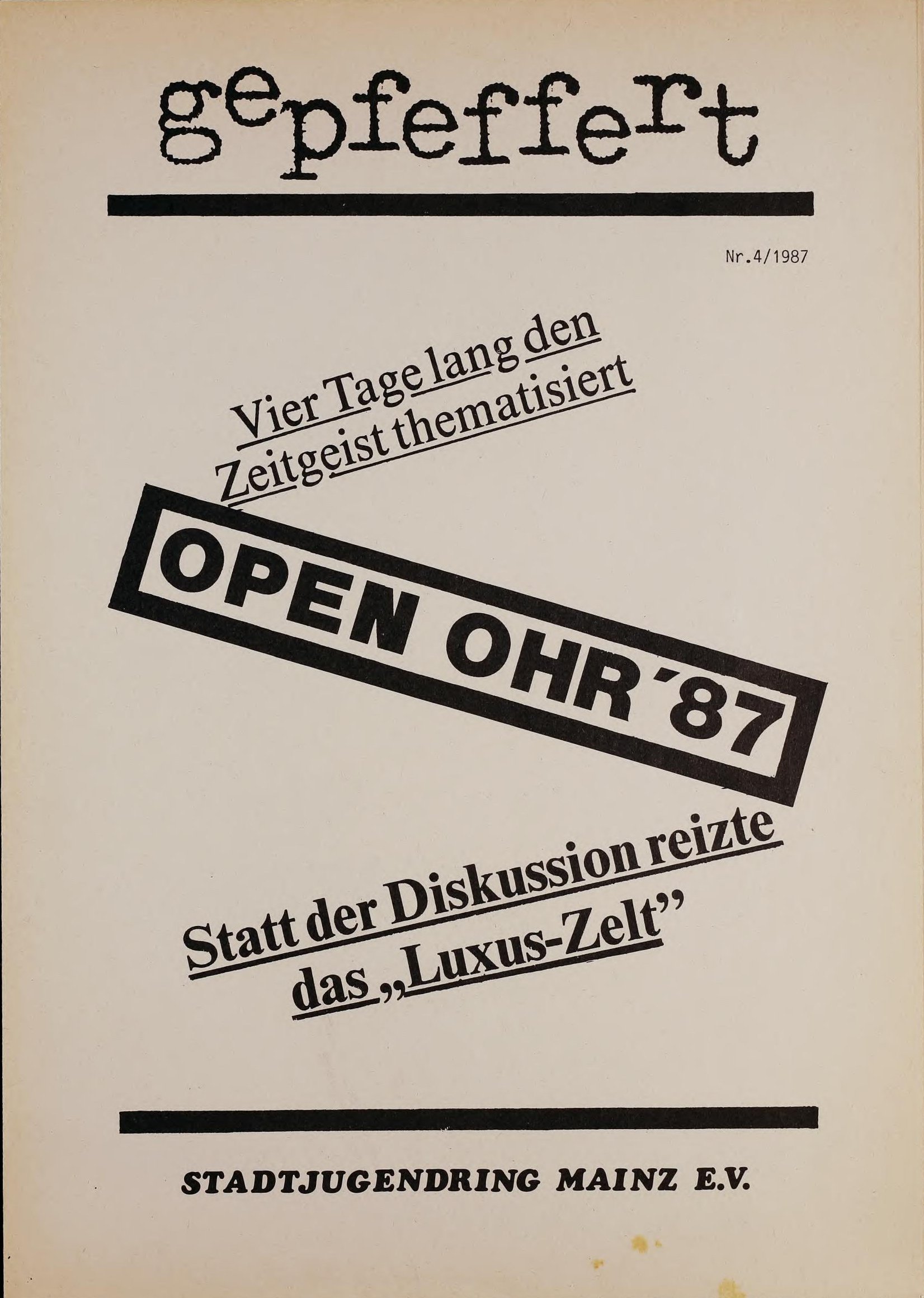 Cover 13. OPEN OHR 1987 Nachrichten