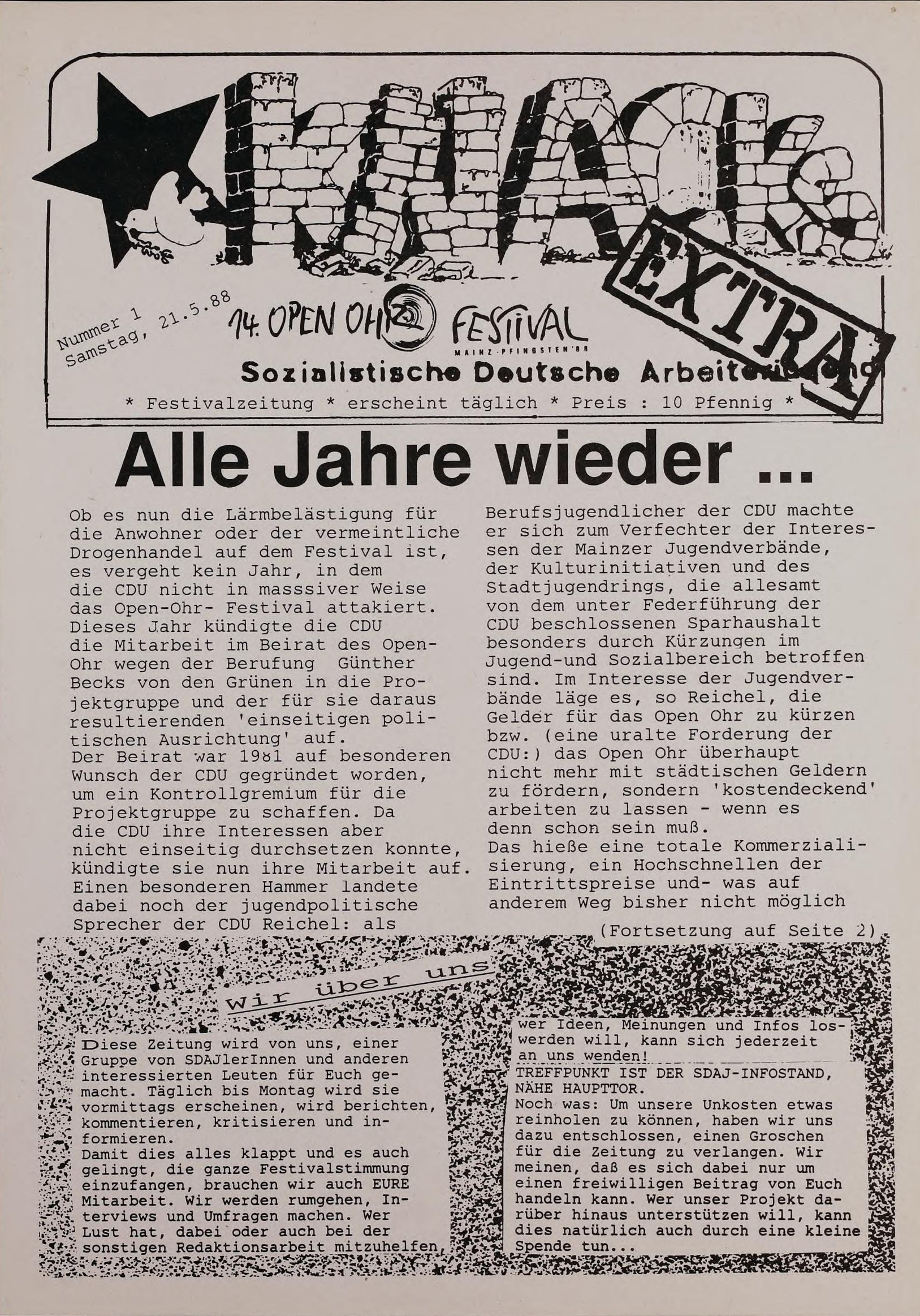 Cover 14. OPEN OHR 1988 Flugblatt
