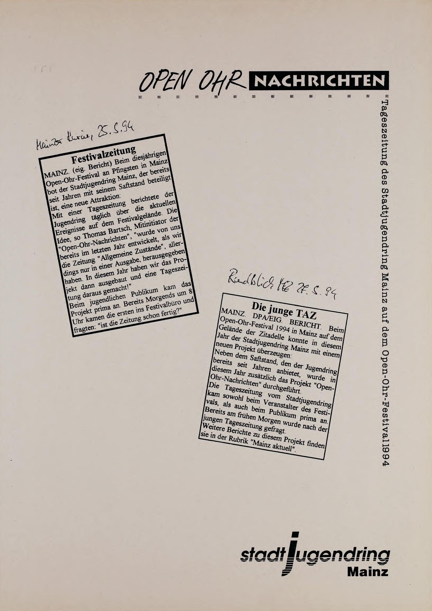 Cover 20. OPEN OHR 1994 Nachrichten-Dokumentation